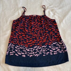 CAbi Blue and Red Patterned Smooch Cami Tank Top